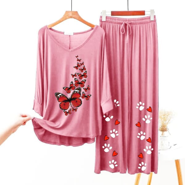 Butterfly Printed 2 Pcs Night Suit