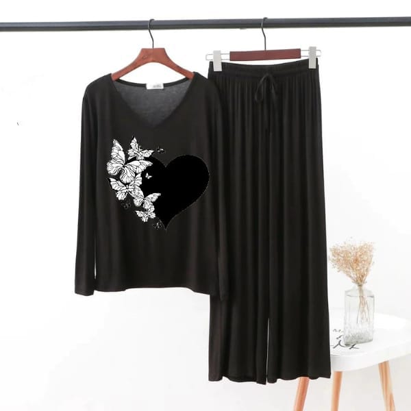 Heart Printed 2 Pcs Night Suit