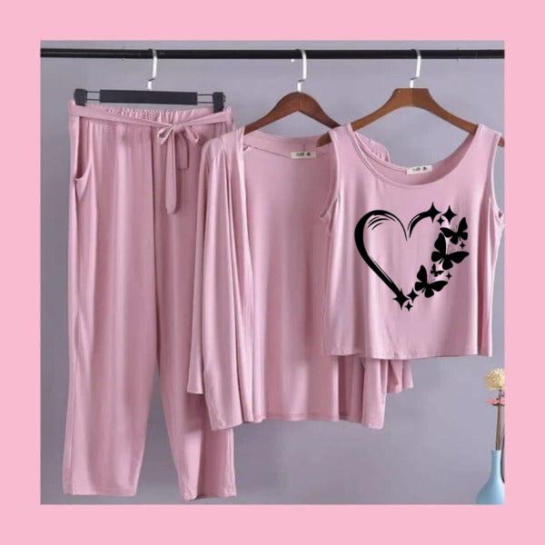 Heart 3 Pcs Night Suit