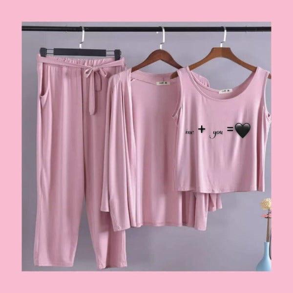Printed 3 Pcs Night Suit