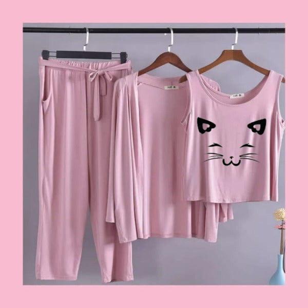 Printed 3 Pcs Night Suit