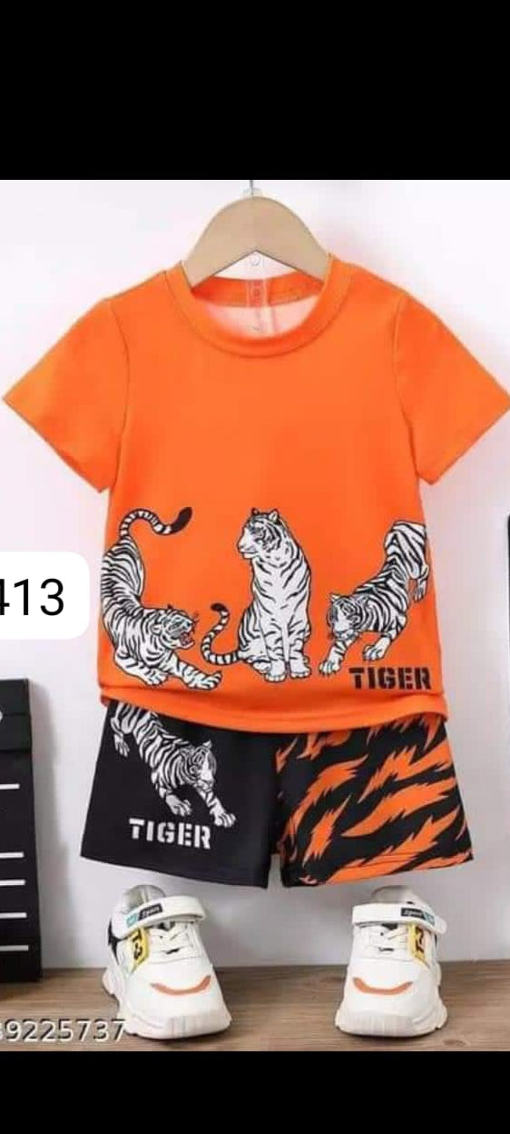 Tiger Printed T-Shirt & Short Set