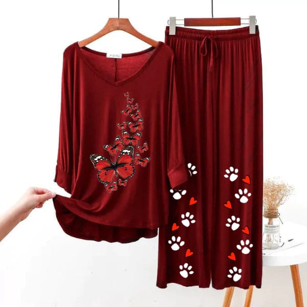 Butterfly Printed 2 Pcs Night Suit