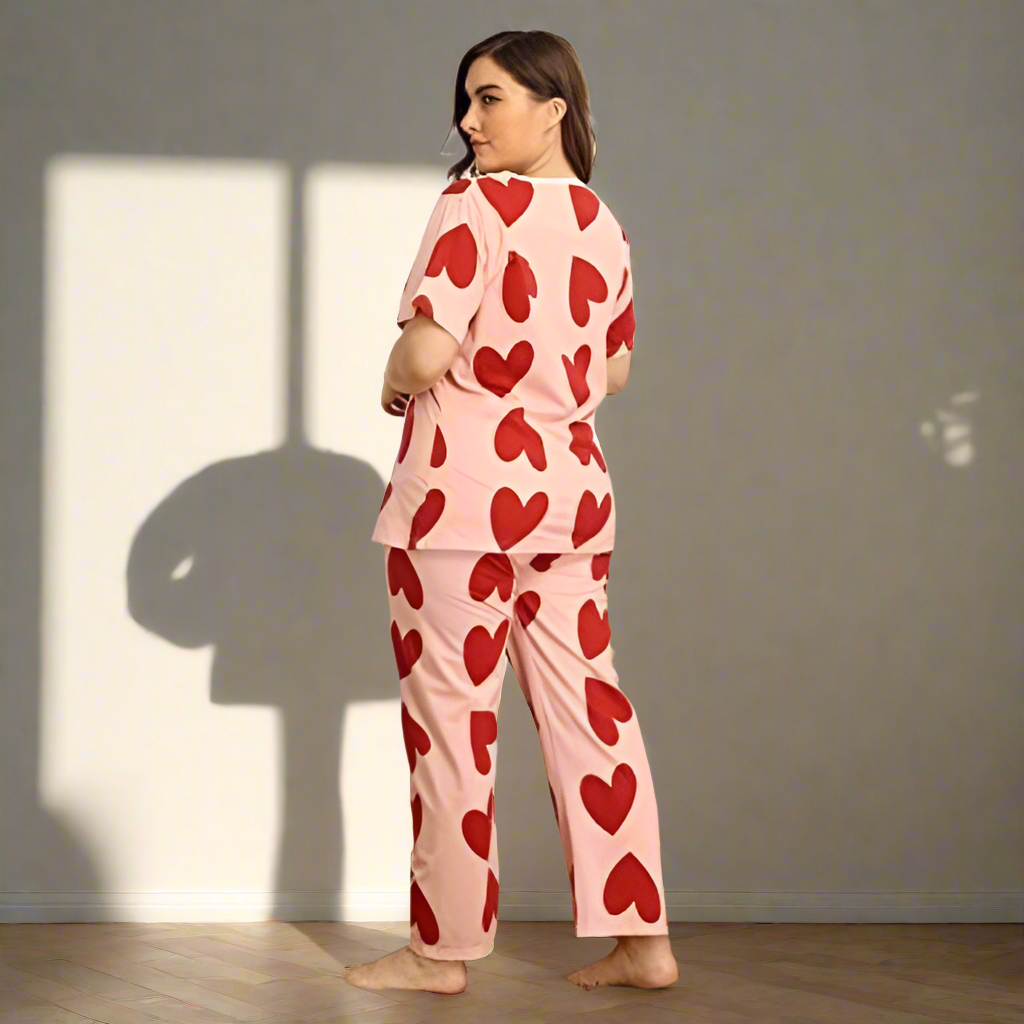 Pink Heart Woman Pajama Set