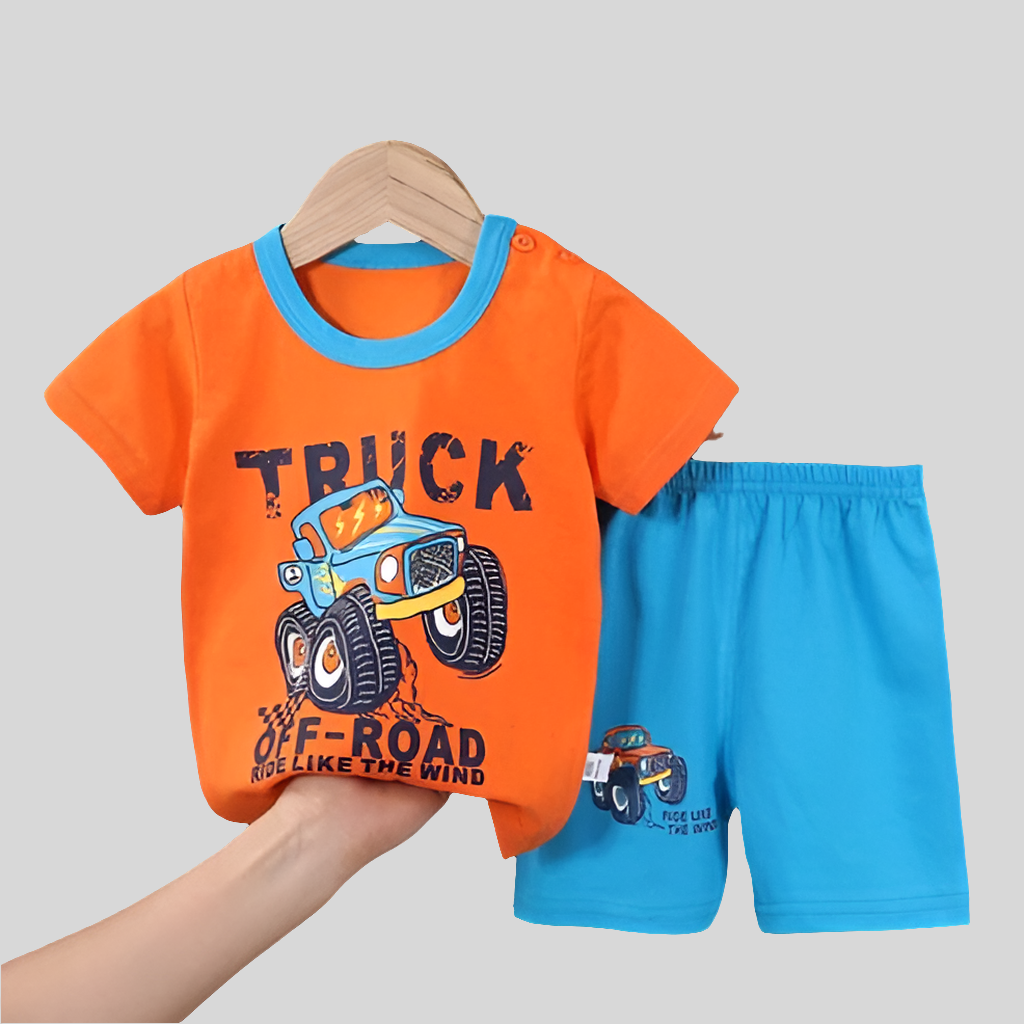 Orange Truck Off Road Kids Short Sleeve Kids Wear