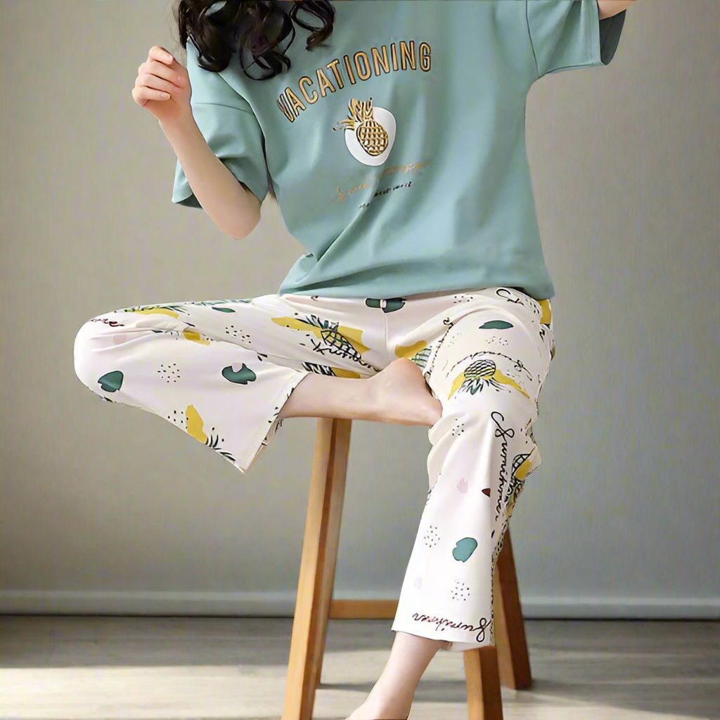 Sky Blue Vacationing Pajama Set