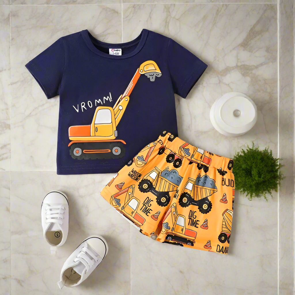 Excavator Printed kid short set