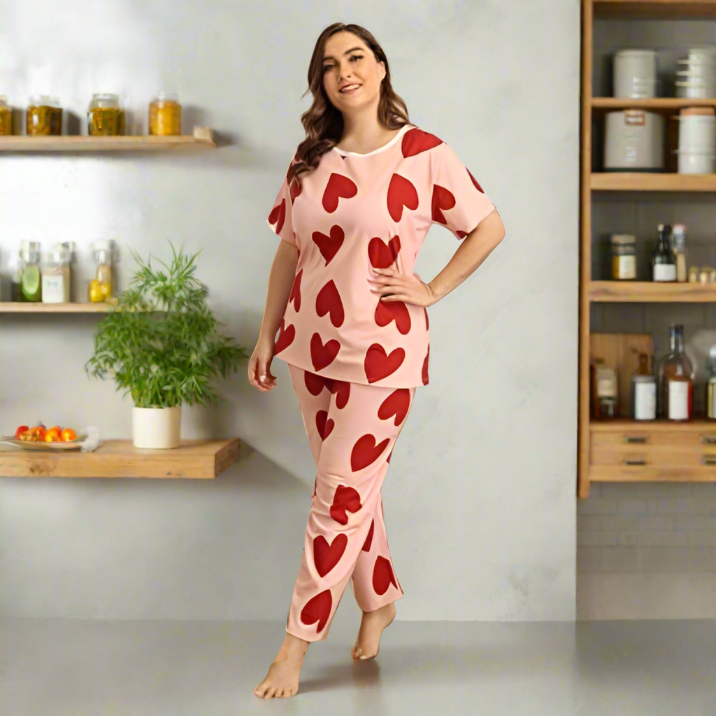 Pink Heart Woman Pajama Set