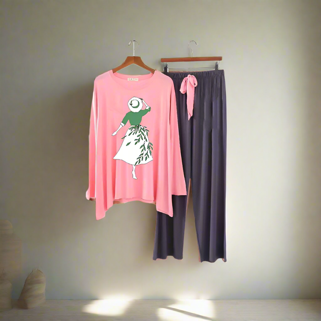 Pink Spring Lady Printed Loungewear