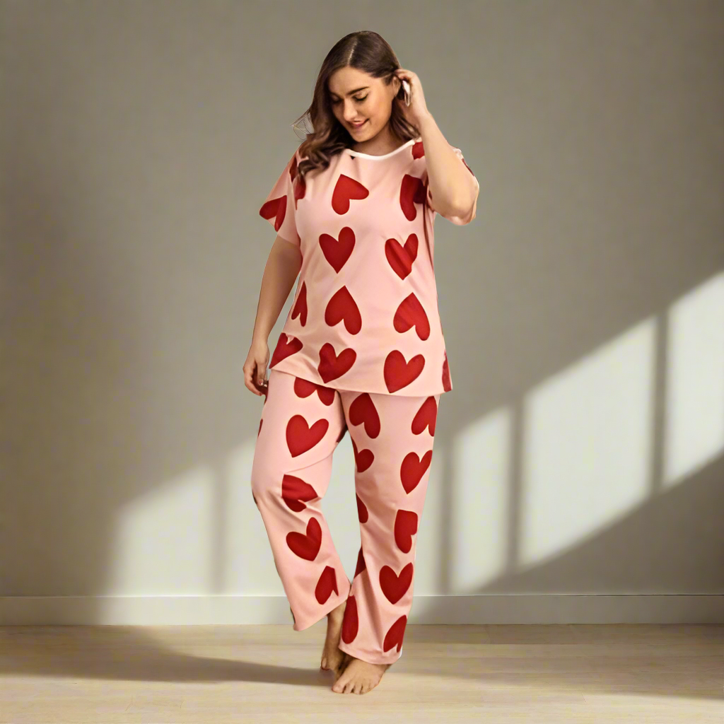 Pink Heart Woman Pajama Set