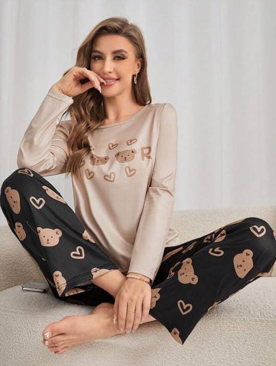Teddy Love Printed Pajama Set
