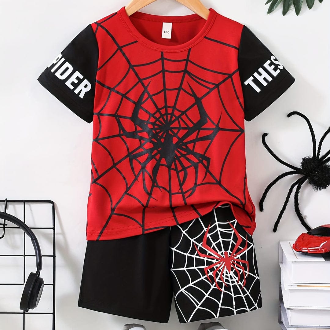 Spider printed kid's t shirt and short set