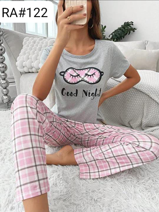 Good Night Pink Check Pajama Set