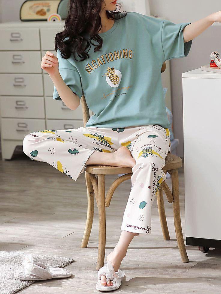 Vacation-Themed Pajama Set for Women